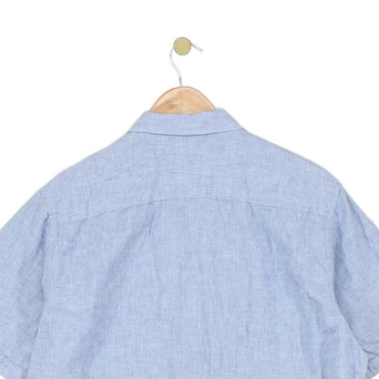 Mens Shirt Short Sleeve Cotton Linen