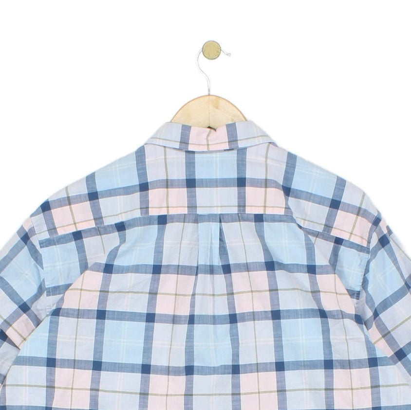 Mens Plaid Shirt Short Sleeve Check