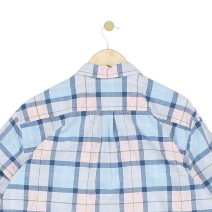 Mens Plaid Shirt Short Sleeve Check