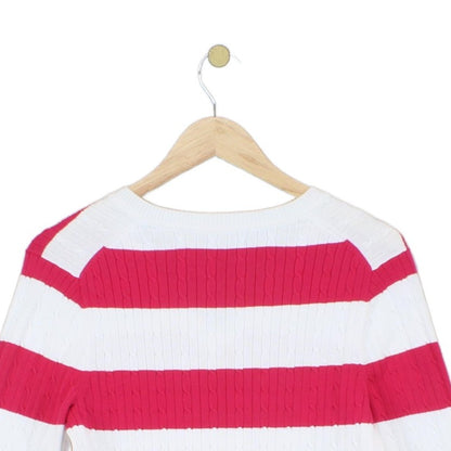 Womens V-Neck Jumper  Striped Knit
