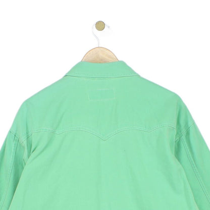 Mens Denim Shirt Pearl Snap Long Sleeve Cotton