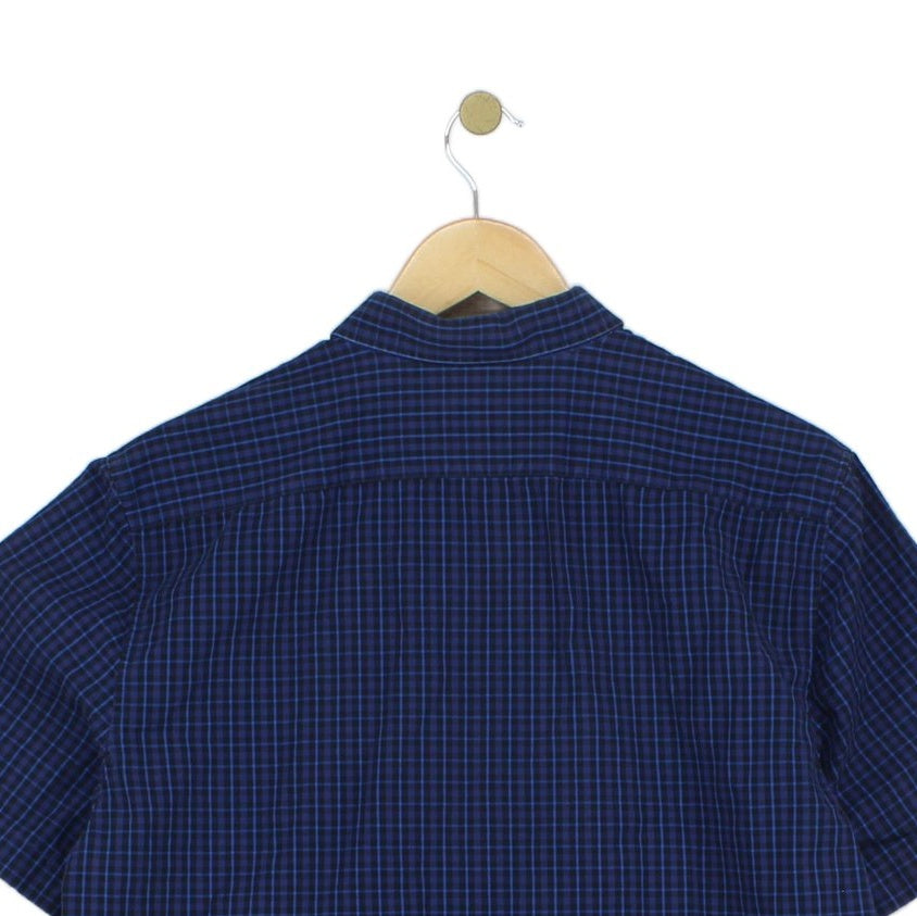 Mens Check Shirt Button Up Short Sleeve