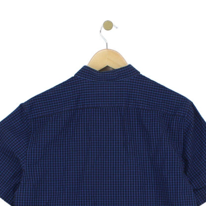 Mens Check Shirt Button Up Short Sleeve