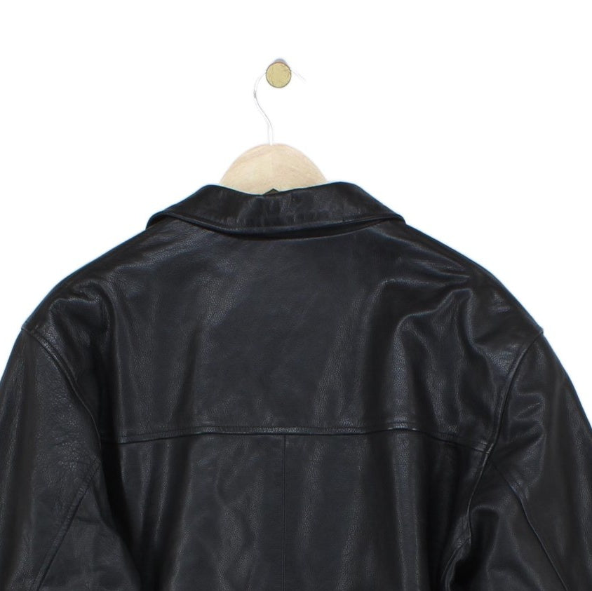 Mens Leather Jacket Full Zip Collared