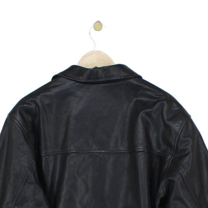 Mens Leather Jacket Full Zip Collared