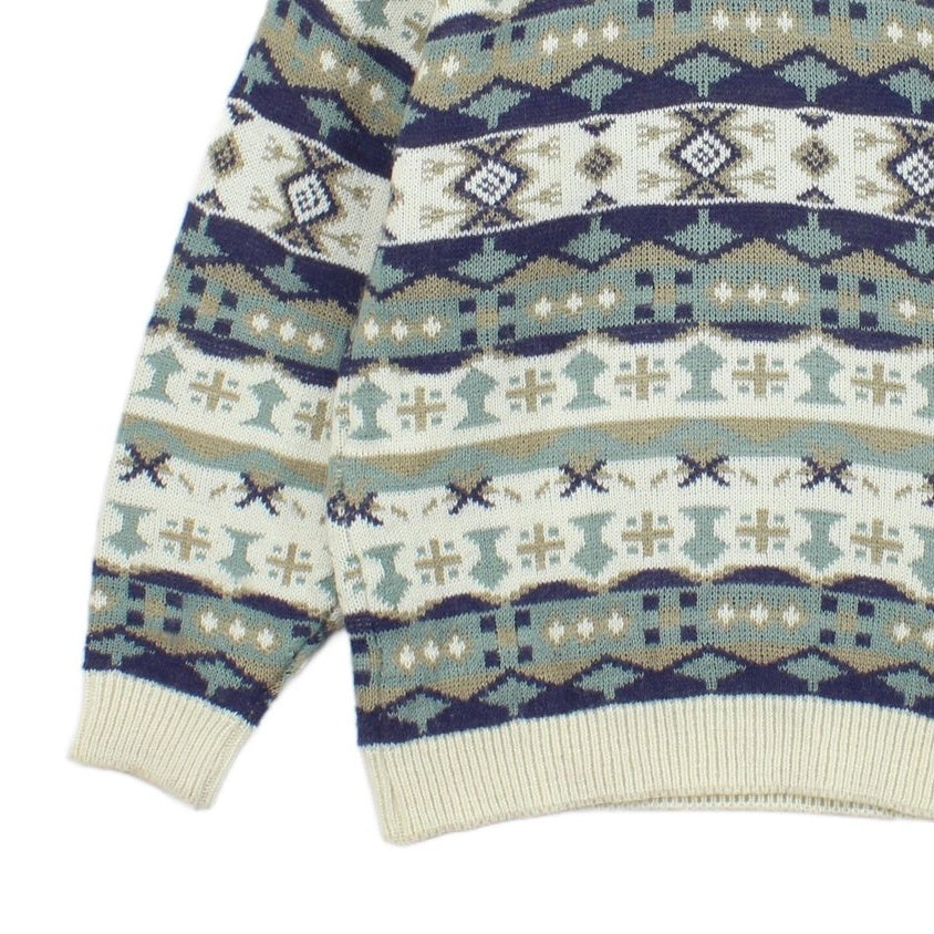 Mens Jumper Patterned Knit Wool Blend