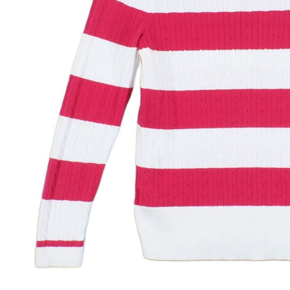 Womens V-Neck Jumper  Striped Knit