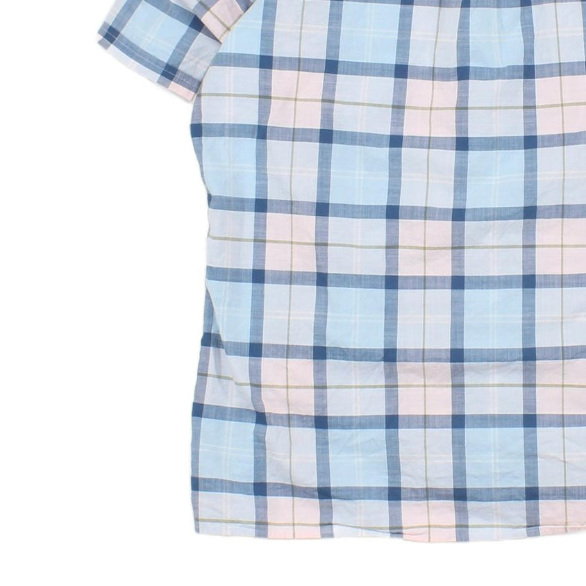 Mens Plaid Shirt Short Sleeve Check