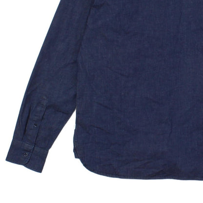 Mens Denim Shirt Stretch Button Up Long Sleeve