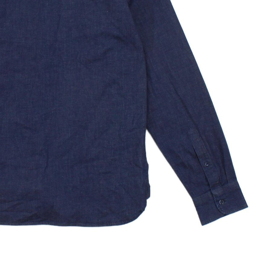 Mens Denim Shirt Stretch Button Up Long Sleeve