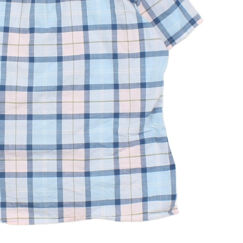 Mens Plaid Shirt Short Sleeve Check