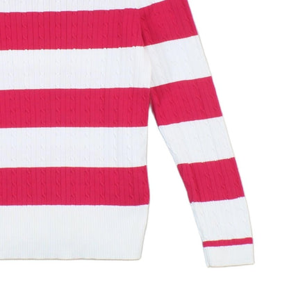 Womens V-Neck Jumper  Striped Knit