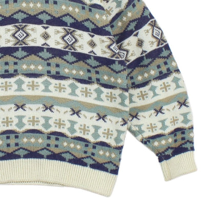 Mens Jumper Patterned Knit Wool Blend