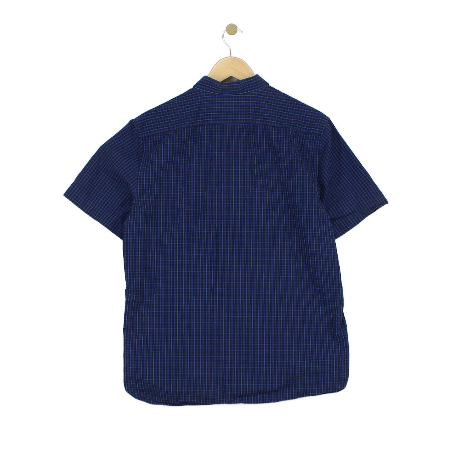 Mens Check Shirt Button Up Short Sleeve