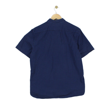 Mens Check Shirt Button Up Short Sleeve