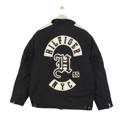Mens Biker Jacket Streetwear Big Logo
