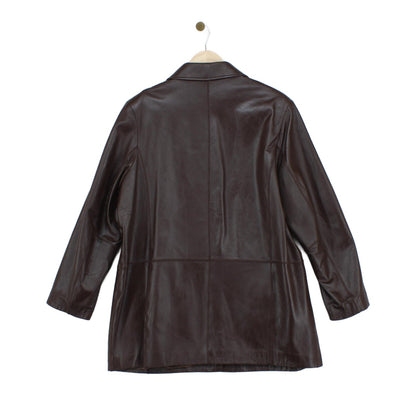 Womens Leather Overcoat Long Sleeve