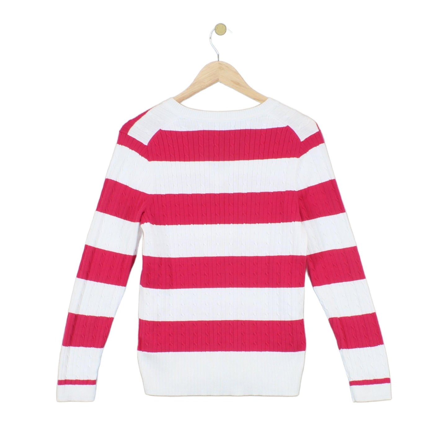 Womens V-Neck Jumper  Striped Knit