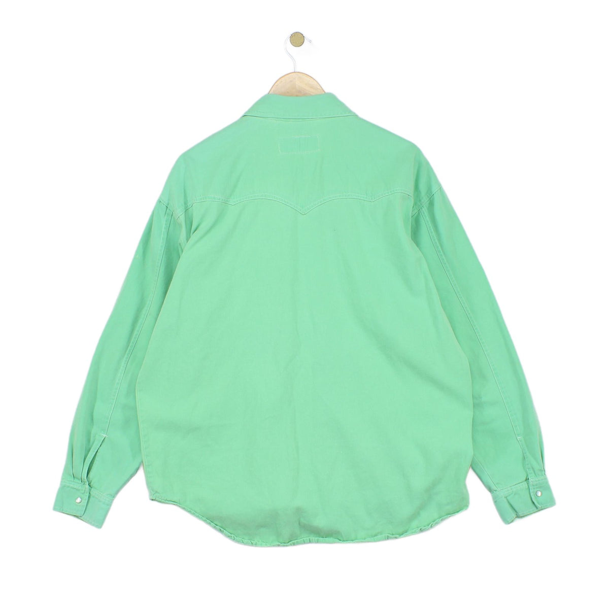 Mens Denim Shirt Pearl Snap Long Sleeve Cotton