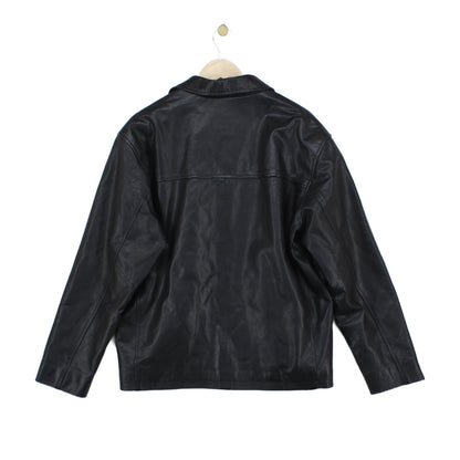 Mens Leather Jacket Full Zip Collared