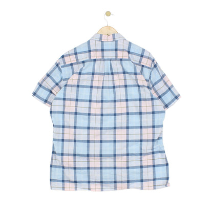 Mens Plaid Shirt Short Sleeve Check