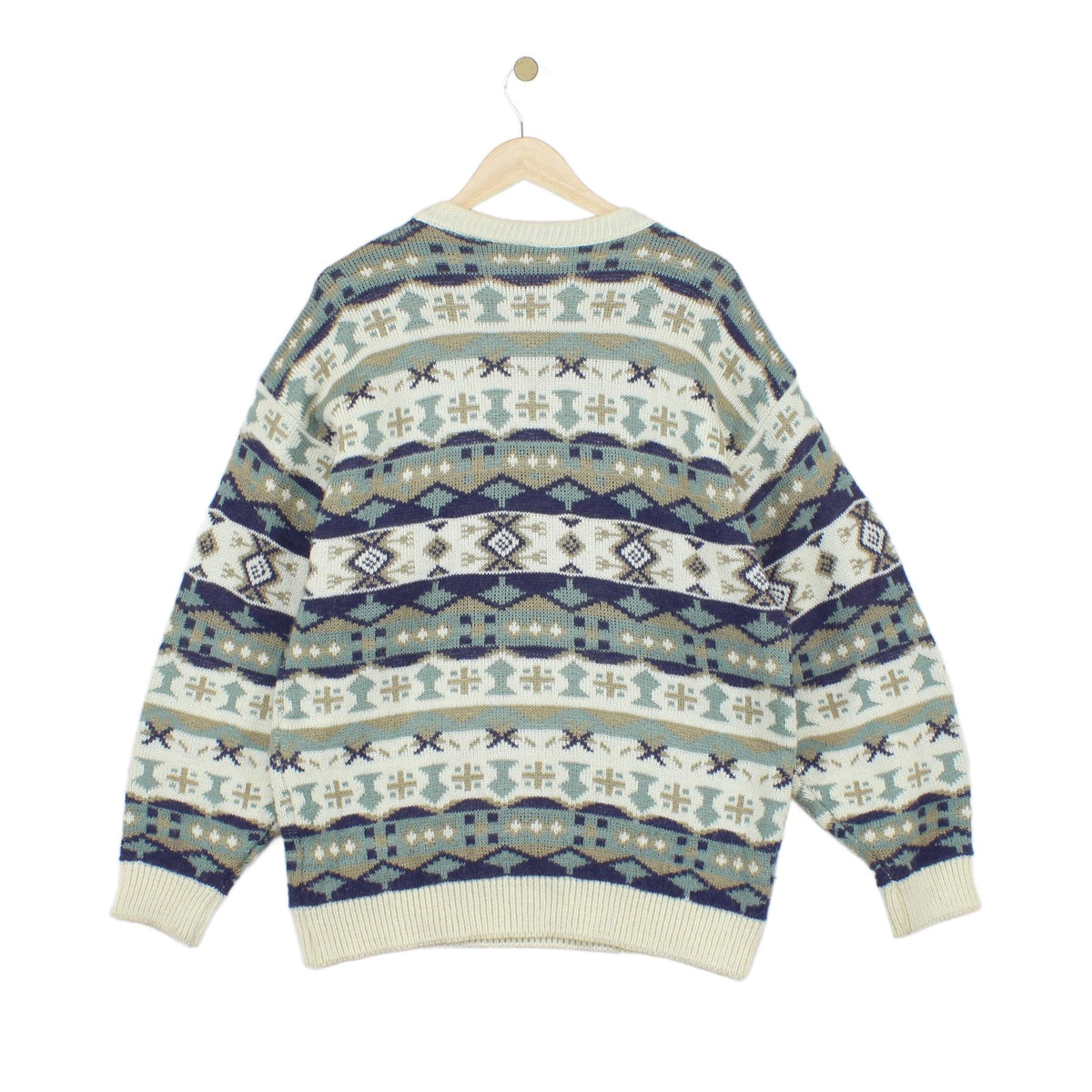 Mens Jumper Patterned Knit Wool Blend