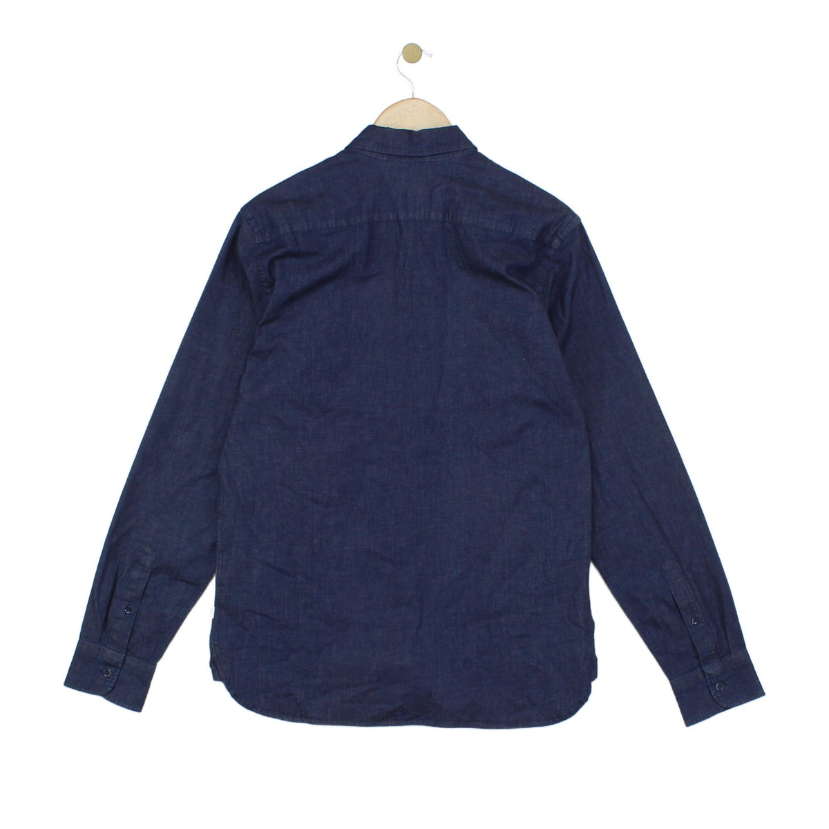 Mens Denim Shirt Stretch Button Up Long Sleeve