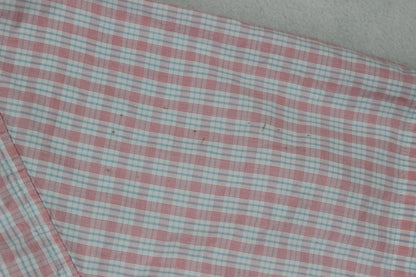 Mens Shirt Short Sleeve Check Button Up Collared