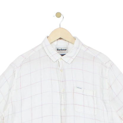 Mens Linen Check Shirt Button Up Summer