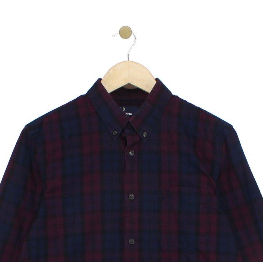 Mens Check Shirt Long Sleeve Button Up
