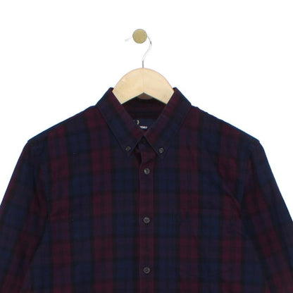 Mens Check Shirt Long Sleeve Button Up