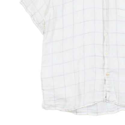 Mens Linen Check Shirt Button Up Summer