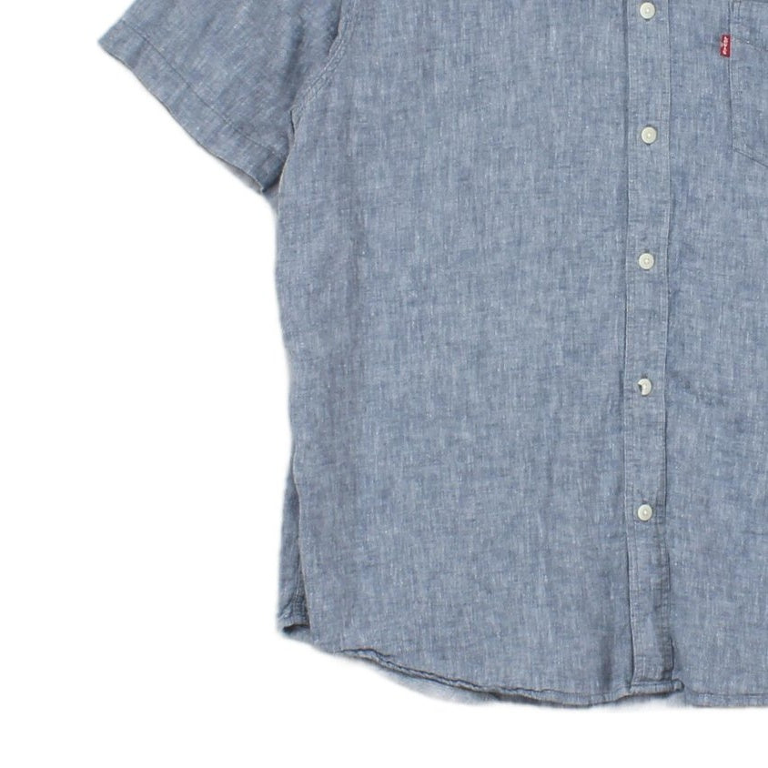 Mens Shirt Button Up Short Sleeve Linen Lyocell