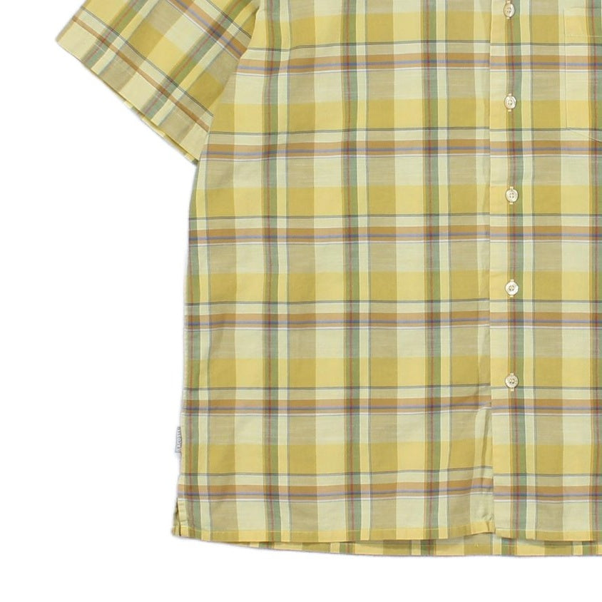 Mens Plaid Shirt Short Sleeve Button Up