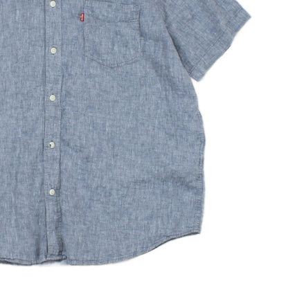 Mens Shirt Button Up Short Sleeve Linen Lyocell