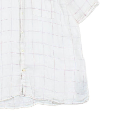 Mens Linen Check Shirt Button Up Summer