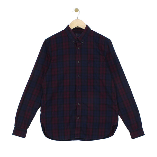 Mens Check Shirt Long Sleeve Button Up