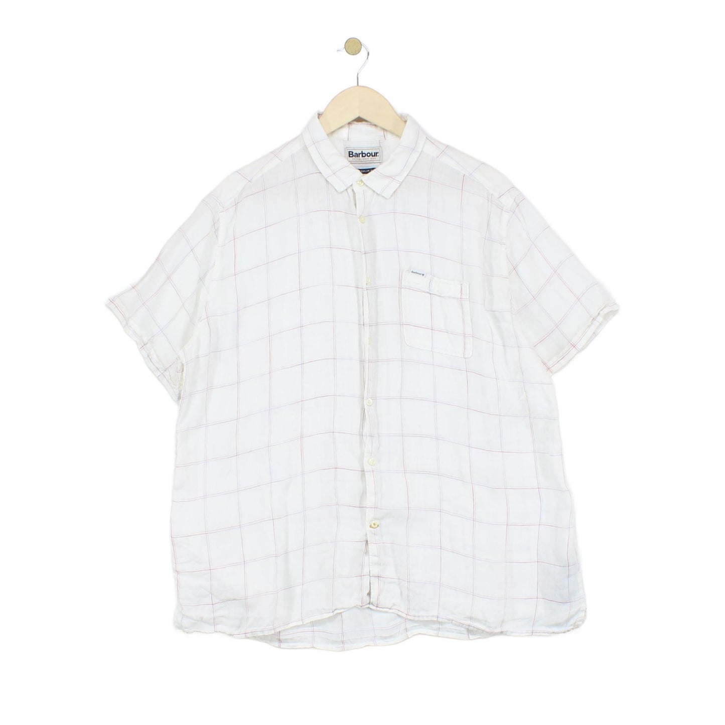 Mens Linen Check Shirt Button Up Summer