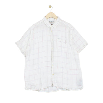 Mens Linen Check Shirt Button Up Summer