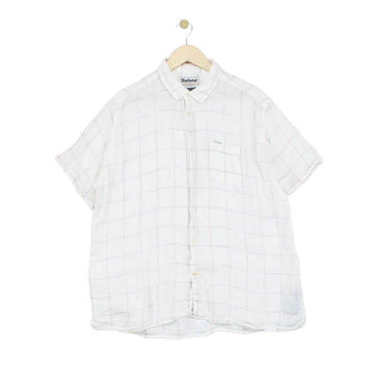 Mens Linen Check Shirt Button Up Summer