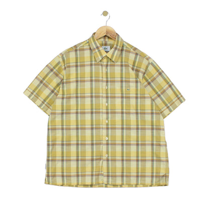 Mens Plaid Shirt Short Sleeve Button Up