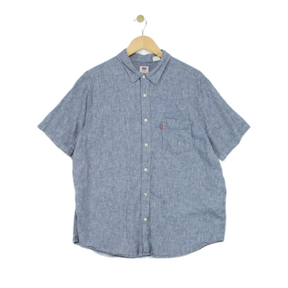 Mens Shirt Button Up Short Sleeve Linen Lyocell