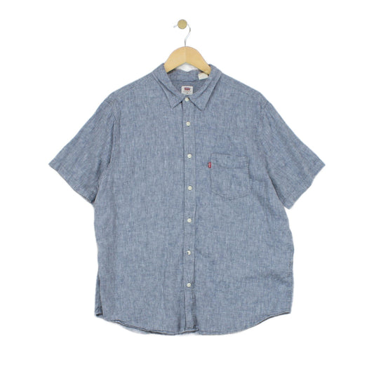 Mens Shirt Button Up Short Sleeve Linen Lyocell