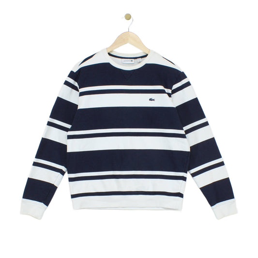 Mens Striped Sweatshirt Crew Neck Logo