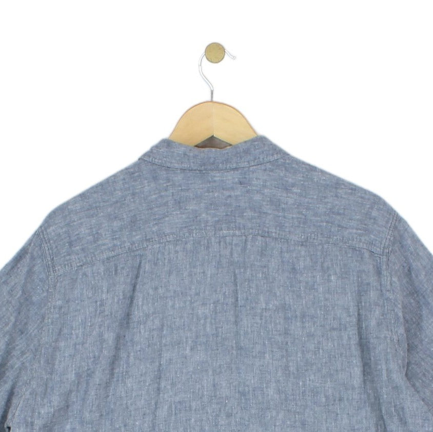 Mens Shirt Button Up Short Sleeve Linen Lyocell