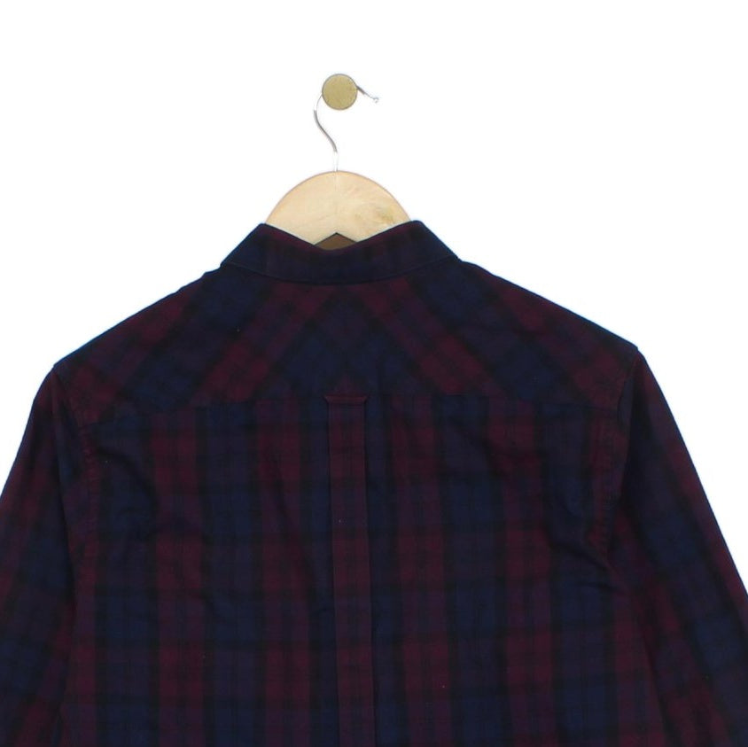 Mens Check Shirt Long Sleeve Button Up