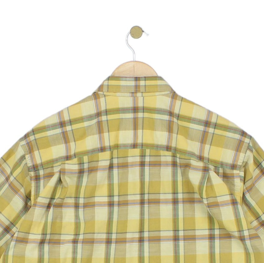 Mens Plaid Shirt Short Sleeve Button Up