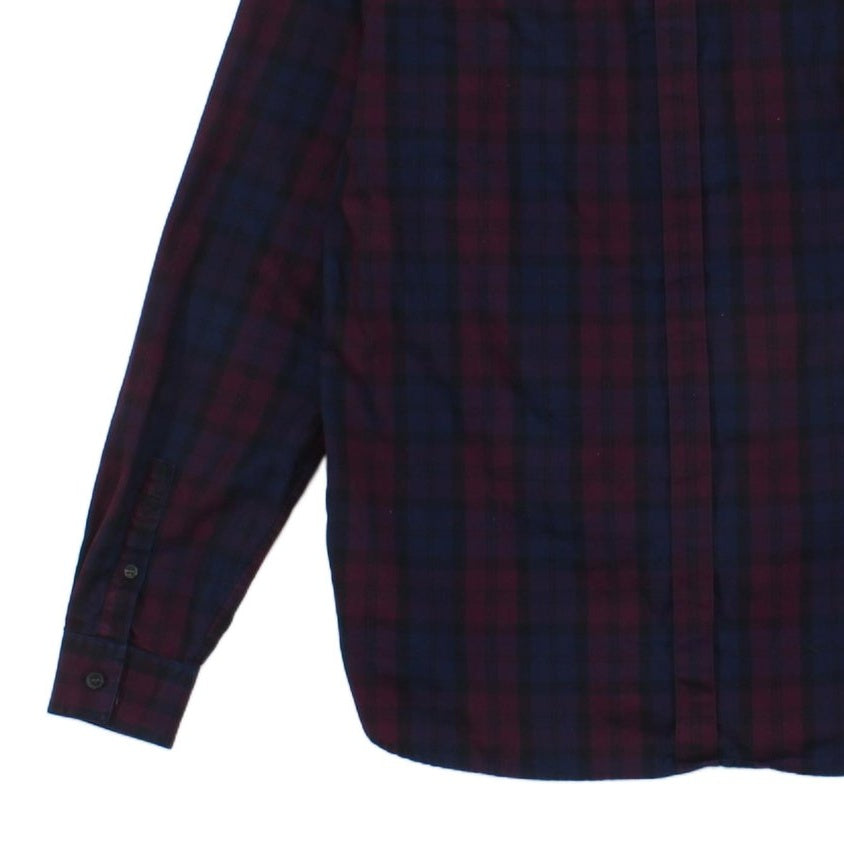 Mens Check Shirt Long Sleeve Button Up