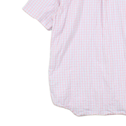 Mens Shirt Short Sleeve Check Button Up Collared