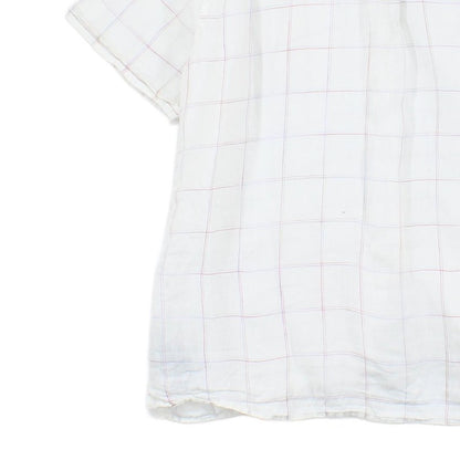 Mens Linen Check Shirt Button Up Summer